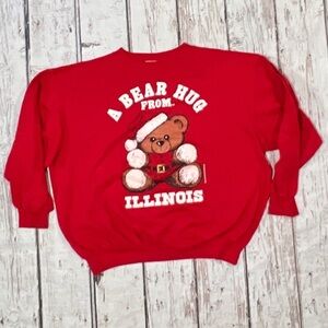 Vintage 80s A Bear Hug From Illinois Christmas Ugly Sweater 1980s Sweatshirt